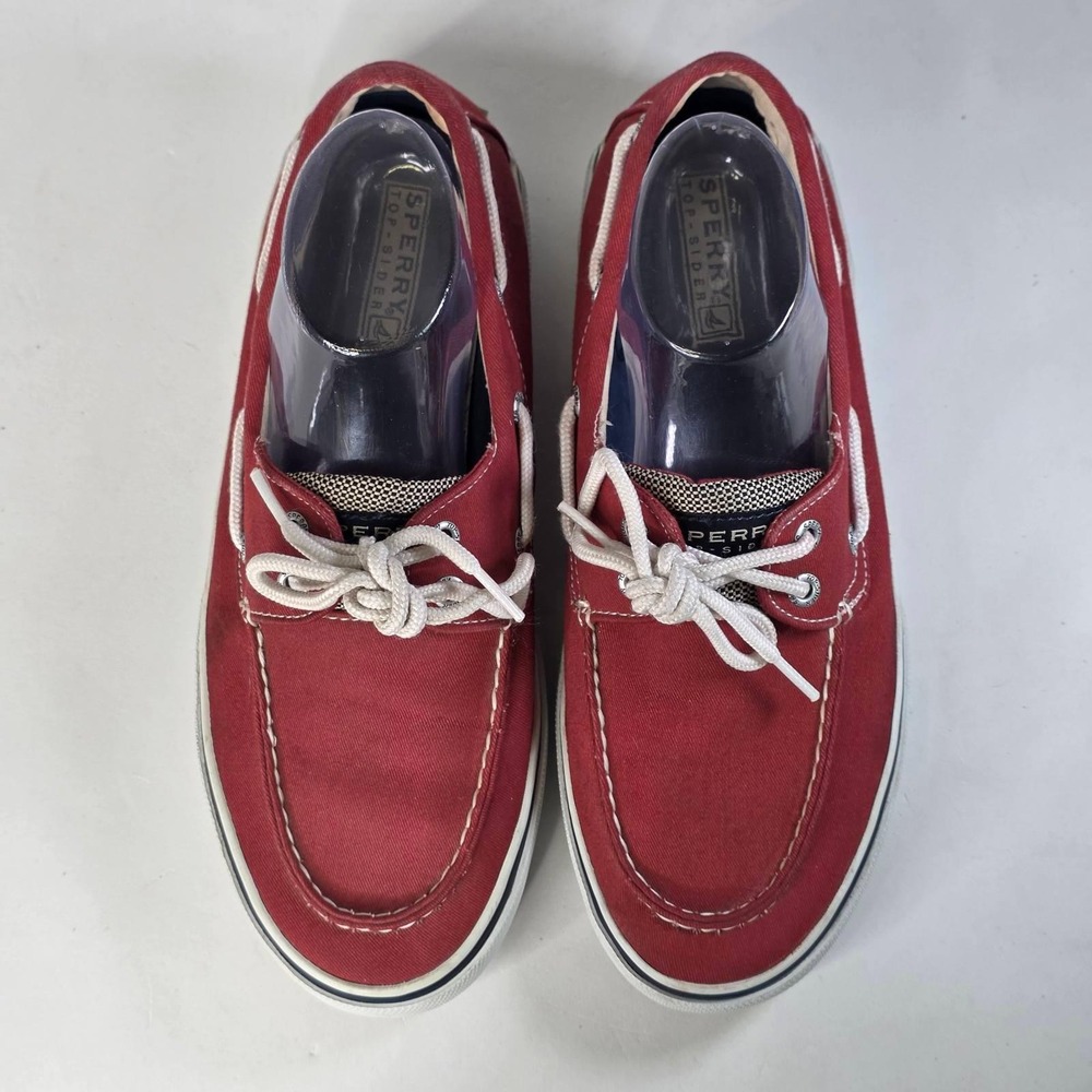Sperry Top-Sider Bahama Boat Shoes Men's 9 M Red Canvas Low Top Sneakers 0726828 - Picture 3 of 12